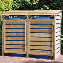 T&J HENRI Mülltonnenbox HENRI Mülltonnenbox aus kesseldruckimprägnierter Kiefer/Fichte, für 1–4 Tonnen à 240 Liter, inkl. Rückwand & Deckel im praktischen Bausatz