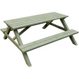 T&J ELLA Picknicktisch rechteckig ELLA-Picknicktisch aus kesseldruckimprägnierter Kiefer/Fichte, mit großen Sitzbänken und Tischplatte, inkl. Beschläge & Anleitung