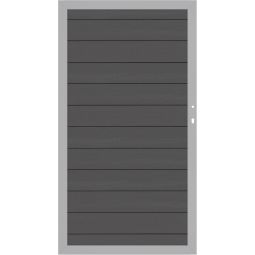 TraumGarten Sichtschutzzaun SYSTEM WPC CLASSIC Gartentor Anthrazit/Silber Aluminiumrahmen 66x40 mm, WPC-Classic-Profile, 98x180 cm, zwei Sichtseiten, DIN rechts oder links, inkl. Beschlagsatz