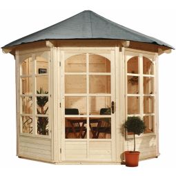 weka Pavillon 234 A Holzpavillon 336x336cm, 3 Holzwände + 4 Fensterelemente, naturbelassen