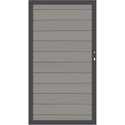 TraumGarten Sichtschutzzaun SYSTEM WPC CLASSIC Gartentor Grau/Anthrazit Aluminiumrahmen 66x40 mm, WPC-Classic-Profile, 98x180 cm, zwei Sichtseiten, DIN rechts oder links, inkl. Beschlagsatz