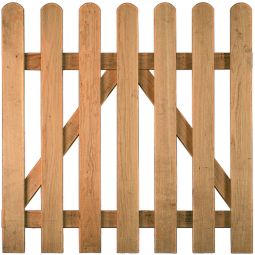 T&J Vorgartenzaun LUKA Staketenzaun Tor LUKA-Staketenzaun Tor aus roher Eiche mit gerundeten Latten, Edelstahlschrauben und Pfosten mit Bischofsmütze, Maße: 100x100 cm