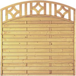 T&J Sichtschutzzaun OLYMP Hochbogen mit Designgitter Sichtschutz Lamellenzaun OLYMP Hochbogen Sichtschutzzaun mit Designgitter 180x180/160 cm aus imprägnierter Kiefer/Fichte, geriffelten Lamellen und Edelstahlverschraubung