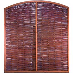T&J NABRO Weidengeflechtzaun Hochbogen Sichtschutz NABRO Weidengeflechtzaun Hochbogen 180x180/200 cm aus ölbehandelter Weide mit braun gebeiztem Kieferrahmen für natürlichen Sichtschutz