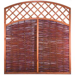 T&J DARGO Weidengeflechtzaun Doppelbogen Sichtschutz DARGO Weidengeflechtzaun Doppelbogen 180x180/200 cm aus ölbehandelter Weide mit braun gebeiztem Kieferrahmen für natürlichen Sichtschutz
