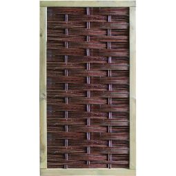 T&J LABO-3D Weidengeflechtzaun Sichtschutz LABO-3D Weidengeflechtzaun mit 70x35 mm Rahmen aus braun gebeizter Kiefer und dekorativen 36x36 cm Fenstern in verschiedenen Varianten