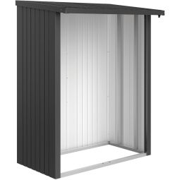 Biohort Rückwand Kaminholzregal Woodstock dunkelgrau-metallic schützt das Holz vor Feuchtigkeit und die Hausmauer vor Beschädigungen durch das gelagerte Holz