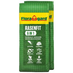 Floragard Rasenfit 6 in 1 Rasenerde Torfreduzierte Rasenerde mit Quarzsand, Humus und Vital-Ton für Neuanlage, Ausbesserung und Topdressing, 2x18 L