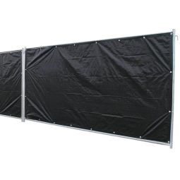 NOOR Bauzaunplane Profi PP/PE-Gewebe schwarz Robuste Bauzaunplane, beidseitig beschichtet, mit Ösen alle 50 cm, 1,76x3,41 m