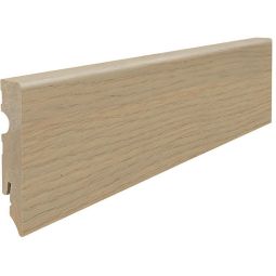 HARO Stecksockelleiste Cube Eiche MDF-Kern lichtweiß Fußleisten Helle, furnierte MDF-Leiste mit klarer Linienführung,  2200x15x80 mm