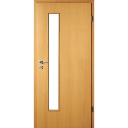 Kilsgaard Zimmertür mit Lichtausschnitt schmal schloßseitig Buche Lamikor  Typ 43/LA S-05 Rundkante CPL Oberfläche mit naturidentischer Optik, pflegeleicht, kratz- und stoßfest, Lichtausschnitt 184x1586 mm