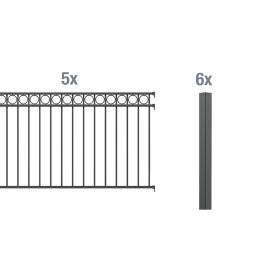 Alberts Zaun-Grundset Circle anthrazit Metallzaun Aus hochwertigem Aluminium, robuste Kunststoffbeschichtung, zum einbetonieren oder aufschrauben