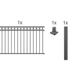 Alberts Zaun-Anbauset Circle anthrazit Metallzaun Aluminium, anthrazit 7016, zum Aufschrauben, 200 cm Breite