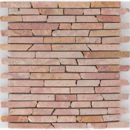 Wellker Natursteinmosaik Arauca Red Travertino getrommelt 30,5x30,5 cm Mosaikfliesen Für Innenbereich geignet, netzgeklebt
