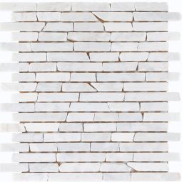Wellker Natursteinmosaik Arauca Marmor Carrara White getrommelt 30,5x30,5 cm Mosaikfliesen Für Innenbereich geignet, netzgeklebt