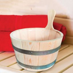 Karibu Aufgusskübel 4 Liter  Aufgusseimer mit 4 Liter Fassungsvermögen, Langlebig und Robust, aus Holz