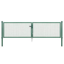 Alberts Wellengitter-Doppeltor mittig geteilt grün 125 cm Pfostenlänge, 6 cm Pfostendurchmesser, 4,2 cm Rahmendurchmesser, Material Füllung: 5x5x0,4 cm 