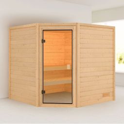 Karibu Woodfeeling Sauna Tilda Praktisches Steck-Schraubsystem, 2 Bänke mit langer Liegefläche und 57cm Breite
