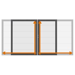 TraumGarten Doppeltor auf Maß Sichtschutzzaun SYSTEM ALU XL Weiß Stabiler Edelstahlrahmen mit Aluminium-Laibung, maßgefertigt, wetterfest, wartungsfrei, inkl. Beschlagsatz und Einsteckschloss