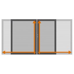 TraumGarten Doppeltor auf Maß Sichtschutzzaun SYSTEM RHOMBUS Silber Widerstandsfähiger Edelstahlrahmen mit ausgeschäumten Rhombusprofilen aus Aluminium, gefertigt auf Wunschmaß