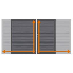 TraumGarten Doppeltor auf Maß Sichtschutzzaun SYSTEM WPC Platinum Grau Umlaufender Edelstahl-Aluminium-Doppelrahmen, maßgefertigt, wetterfest, WPC-Füllung, inkl. Schloss, Beschlagsatz, Bodenschieber, Aufhebelschutz, Auflaufstütze