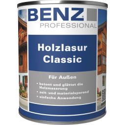 BENZ PROFESSIONAL Holzlasur Classic Holzschutzmittel verschiedene Farben, für witterungsbelastete Hölzer im Außenbereich