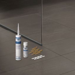 BLANKE Glas-Montageset AQUA GLAS KIT 1 für den Einsatz von Glastrennwänden in AQUA-Profile, Set mit einer Kartusche Aqua-Fix Silikon