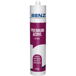 BENZ PROFESSIONAL Premium Acryl-Dichtstoff Überstreichbarer Dichtstoff für Innenfugen, 310 ml, weiß