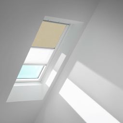VELUX Verdunkelungsrollo Duo DFD Sandbeige gepunktet/Weiß 4579 Schutz gegen Hitze, für verschiedene VELUX-Dachfenster geeignet