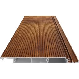 TraumGarten DreamDeck Alu Terrassendielen Ipe-braun Aluminium-Diele 13x136 mm – pflegeleicht, geschlossen, rutschfest & farbbeständig für moderne Terrassen