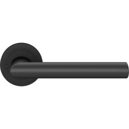 Karcher Türgriff-Garnitur Verona ER37 Kosmos Schwarz und KD Comfort Einsteckschloss S9 Türgriff mit integrierter Privacy Pin Verriegelung, inklusive KD Comfort Schloss in DIN Richtung