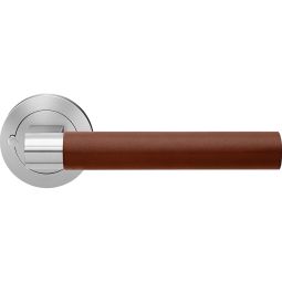Karcher Türgriff-Garnitur Madeira Leder ER45LH KD Comfort Privacy Edelstahl matt Türklinke Schließen ohne Schlüssel, Türgriff mit integrierter Privacy Pin Verriegelung