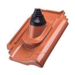 Erlus E58/E58 S Alu-Antennendurchgang rot/rot engobiert Dachziegel Dachdurchführung Antenne inkl. Grundplatte