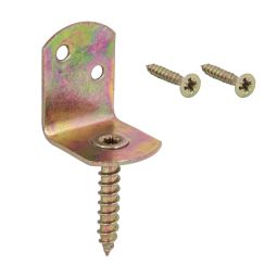 Wellker Flechtzaunbeschläge L-Form Komplettset mit Schrauben verschiedene Ausführungen: Gelb verzinkt und Edelstahl rostfrei