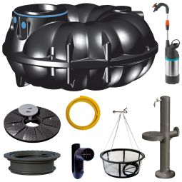 Wellker BENZ24 Gartenanlage Flachtank NEO Regenwassertank Aktionspaket verschiedene Tankgrößen, inkl. Zubehör
