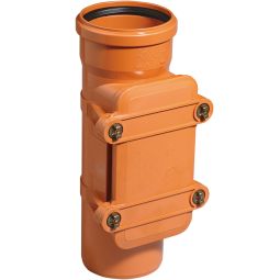 Wellker KG Reinigungsrohr DN 200 Abwasserrohr mit Klappe zur Reinigung, für KG-System PVC - Coex SN 4