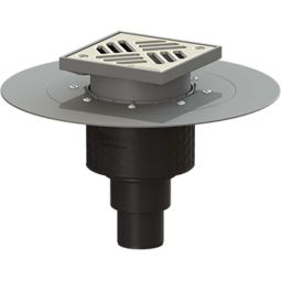 KESSEL Bodenablauf Ecoguss Klebeflansch senkrecht verschiedene Durchmesser wählbar, Design- oder Schlitzrost