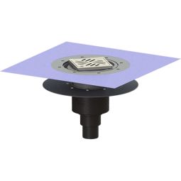 KESSEL Bodenablauf Ecoguss Klebeflansch Gewebematte senkrecht verschiedene Durchmesser wählbar, Design- oder Schlitzrost