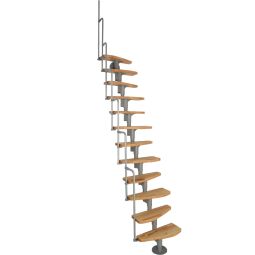 Minka Mittelholmtreppe Monaco grau Raumspartreppe Stufen aus Buche, inkl. Stahlgeländer, bis Geschosshöhe 294 cm