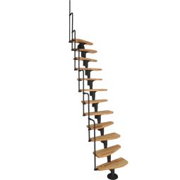 Minka Mittelholmtreppe Monaco schwarz Raumspartreppe Stufen aus Buche, inkl. Stahlgeländer, bis Geschosshöhe 294 cm