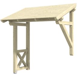 Skan Holz Vordach Paderborn Dach mit Seitenteil Natur Pultdach mit Seitenteil aus nordischer Fichte, überdachte Fläche 242x156 cm, solide Zapfenlochverbindungen Konstruktionsvollholz