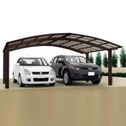 XIMAX Aluminium Carport Portoforte M Edelstahl-Optik Unterstand verschiedene Varianten, Doppelcarport mit Runddach