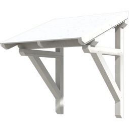 Skan Holz Vordach Potsdam Dach Weiß Pultdach aus nordischer Fichte, überdachte Fläche 176x156 cm, solide Zapfenlochverbindungen Konstruktionsvollholz