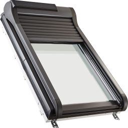 Wellker Komplett-Set Dachfenster R49 3-fach Verglasung mit Rollladen, made by Roto bestehend aus Dachfenster, Eindeckrahmen und Solar-Funk-Rollladen