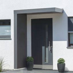 gutta Rechteckvordach BS Plus mit Seitenteil anthrazit Vordach im Bauhausstil mit integriertem Entwässerungssystem, mit Seitenteil rechts oder links