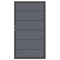 TraumGarten Tor Sichtschutzzaun SYSTEM WPC XL Anthrazit/Anthrazit Aluminiumrahmen 66x40 mm, XL-WPC-Profile, 98x180 cm, DIN rechts/links montierbar, wartungsarm, inkl. Beschlagsatz