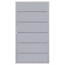 TraumGarten Tor Sichtschutzzaun SYSTEM WPC XL Grau/Silber Aluminiumrahmen 66x40 mm, XL-WPC-Profile, 98x180 cm, DIN rechts/links montierbar, wartungsarm, inkl. Beschlagsatz