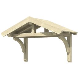 Skan Holz Vordach Stettin Dach Natur Satteldach aus massiver nordischer Fichte, überdachte Fläche 180x80 cm, mit soliden Zapfenlochverbindungen