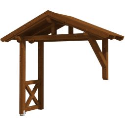 Skan Holz Vordach Stralsund Dach mit Seitenteil Nussbaum Satteldach mit Seitenteil aus nordischem Fichtenholz, 289x116 cm, Konstruktionsvollholz mit soliden Zapfenlochverbindungen