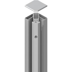 TraumGarten Sichtschutzzaun SYSTEM Eck-Klemmpfosten Silber für die Eck-Montage von SYSTEM Zaunfeldern, verschiedene Höhen